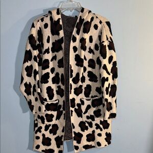 fab'rik Black and Brown leopard print Teddy Jacket size small